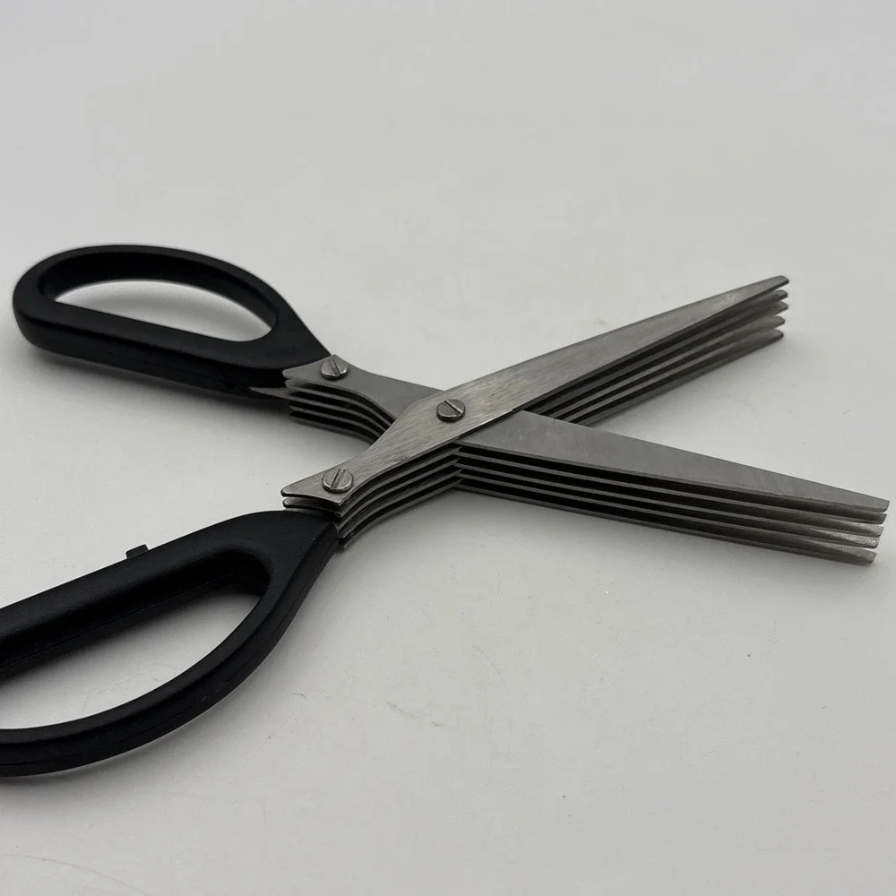 5 Blade Herb Scissors Shredder Black Kitchen Tool for Herbs and Vegetables